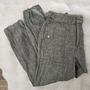 Athleta Voyager Linen Pant Women's 8 Aspen Olive Green High Rise Outdoor Camp